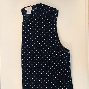 J. Crew navy and white polka dotted top